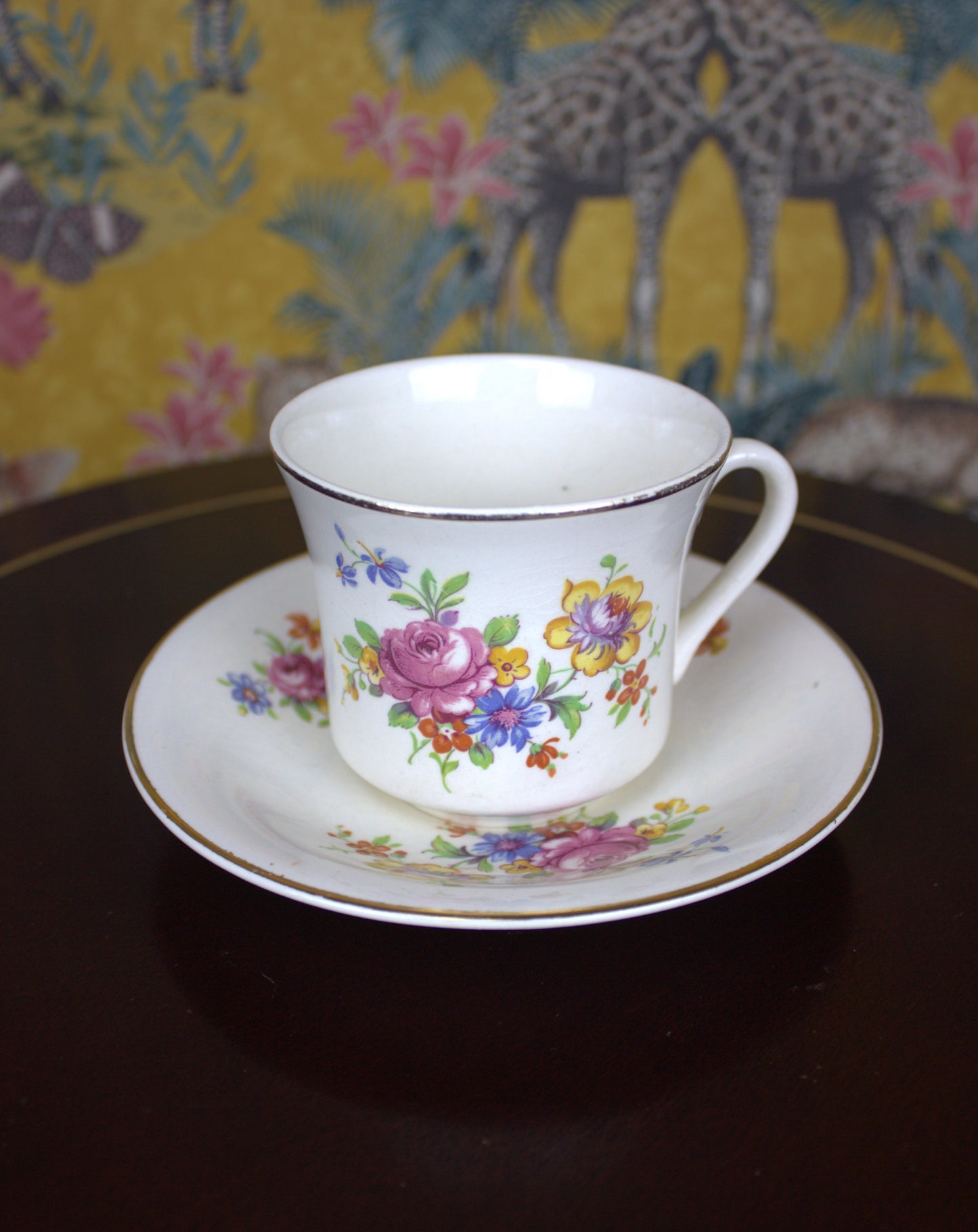 Charming Vintage Arklow Pottery Teacup and Saucer – Floral Elegance