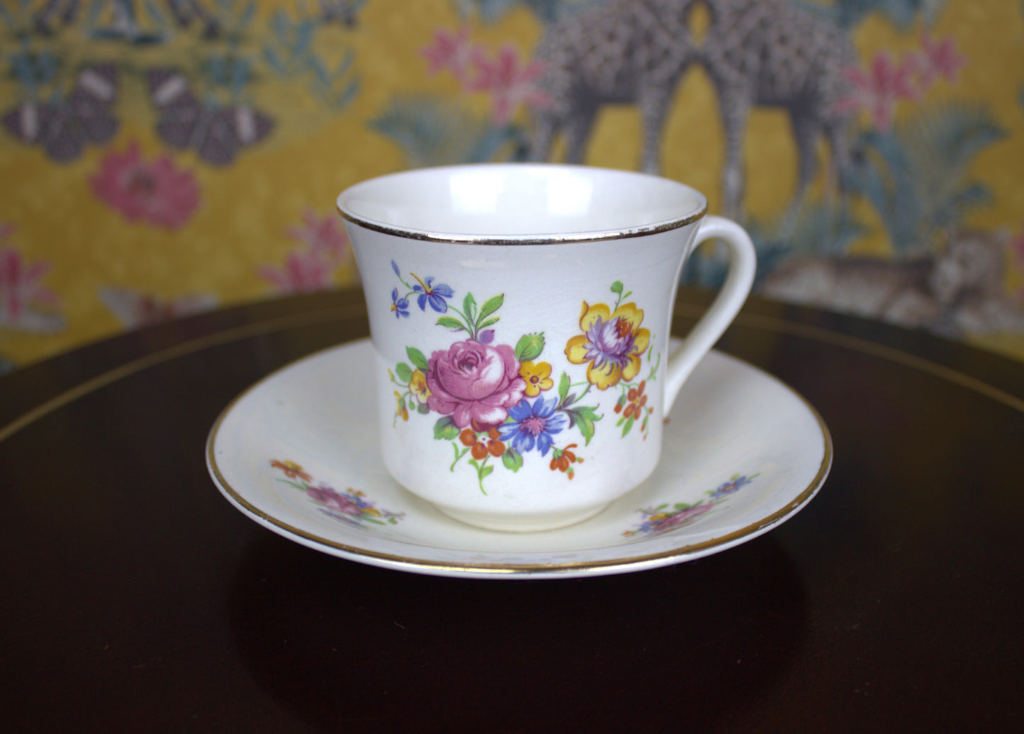 Charming Vintage Arklow Pottery Teacup and Saucer – Floral Elegance