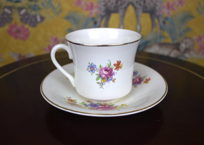 Charming Vintage Arklow Pottery Teacup and Saucer – Floral Elegance