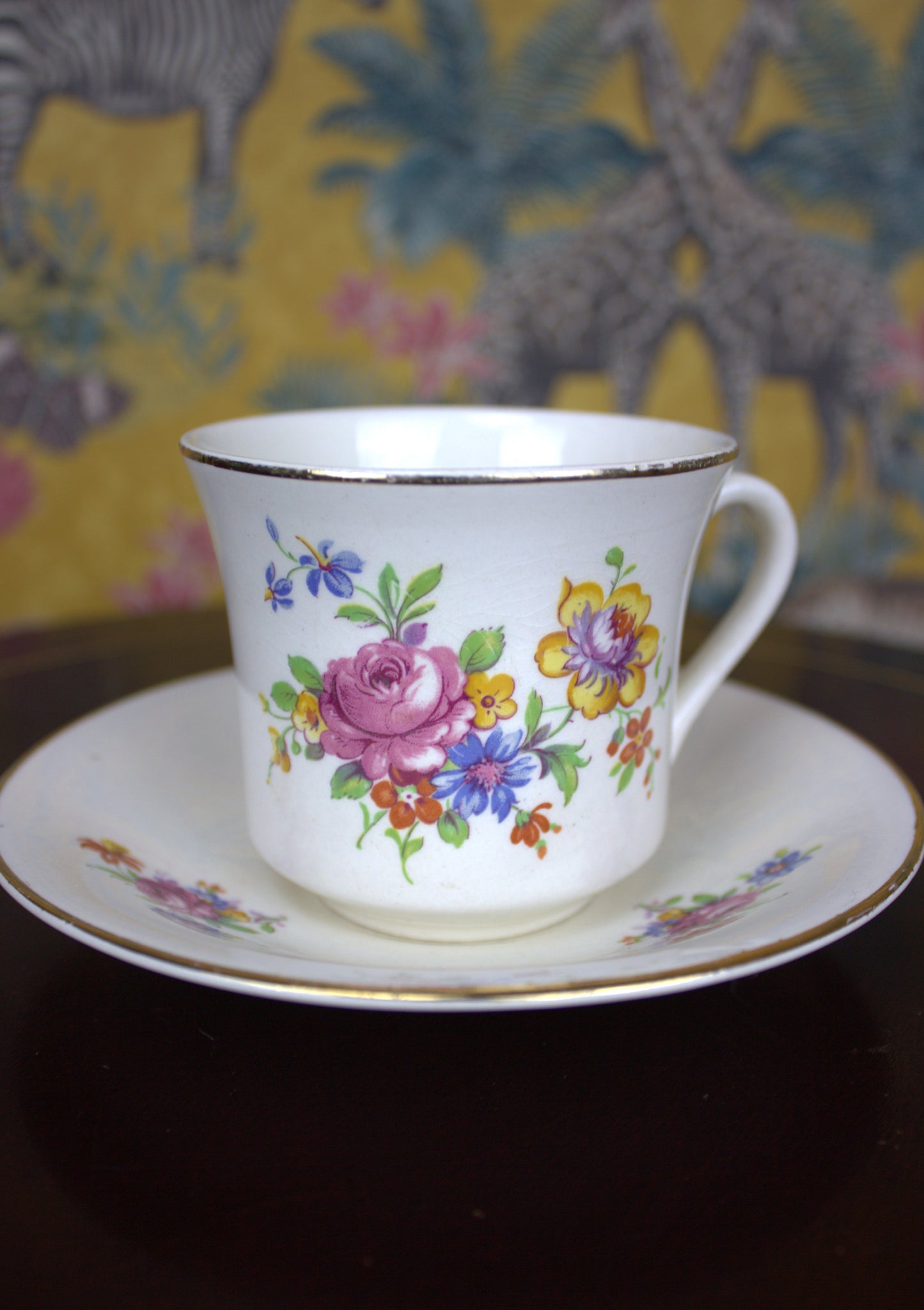 Charming Vintage Arklow Pottery Teacup and Saucer – Floral Elegance